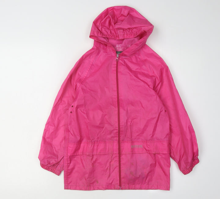 Regatta Girls Pink Rain Coat 7 Years with Hood and Zip