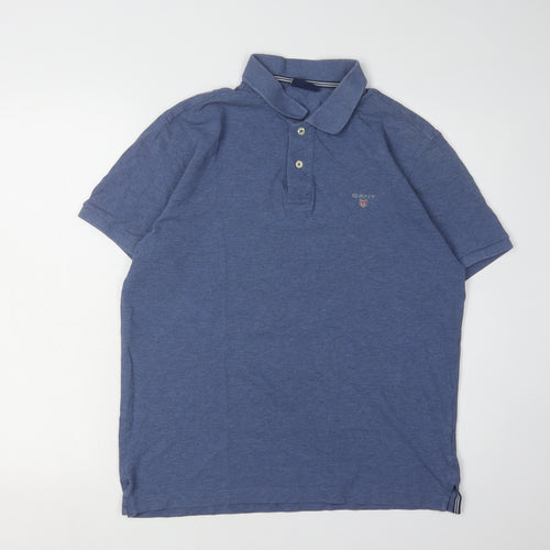 Gant Men's Blue Polo M Collared Logo Casual