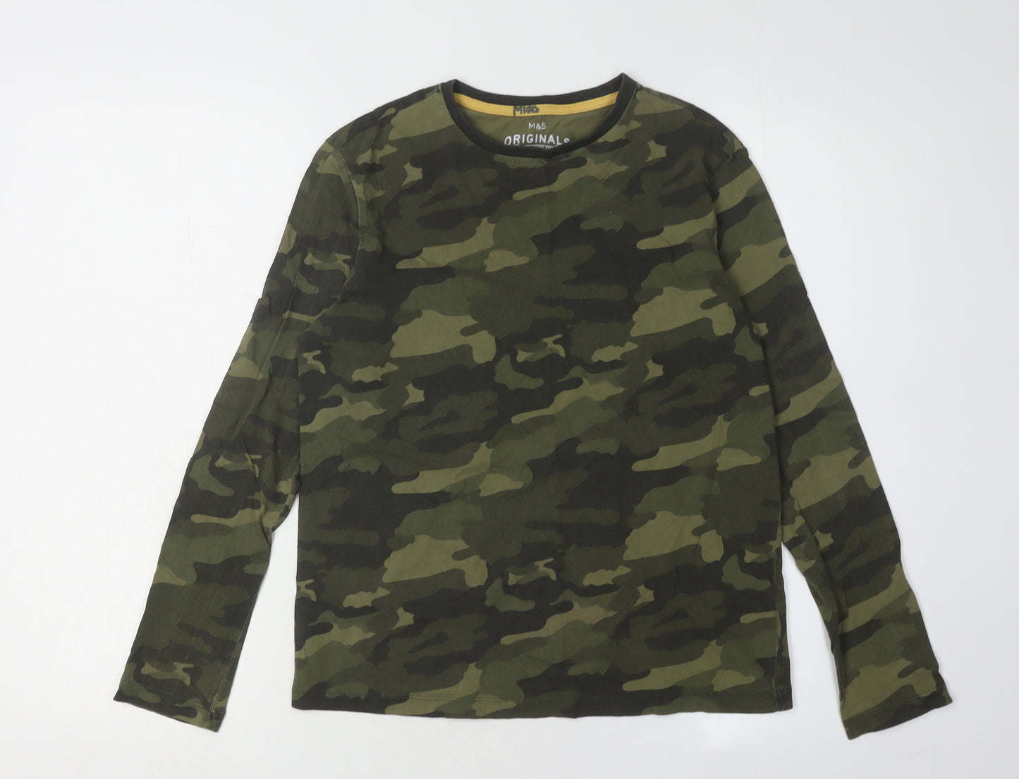 Marks and Spencer Boys Green Camouflage Long Sleeve T-Shirt