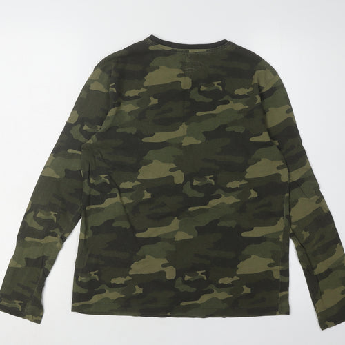 Marks and Spencer Boys Green Camouflage Long Sleeve T-Shirt