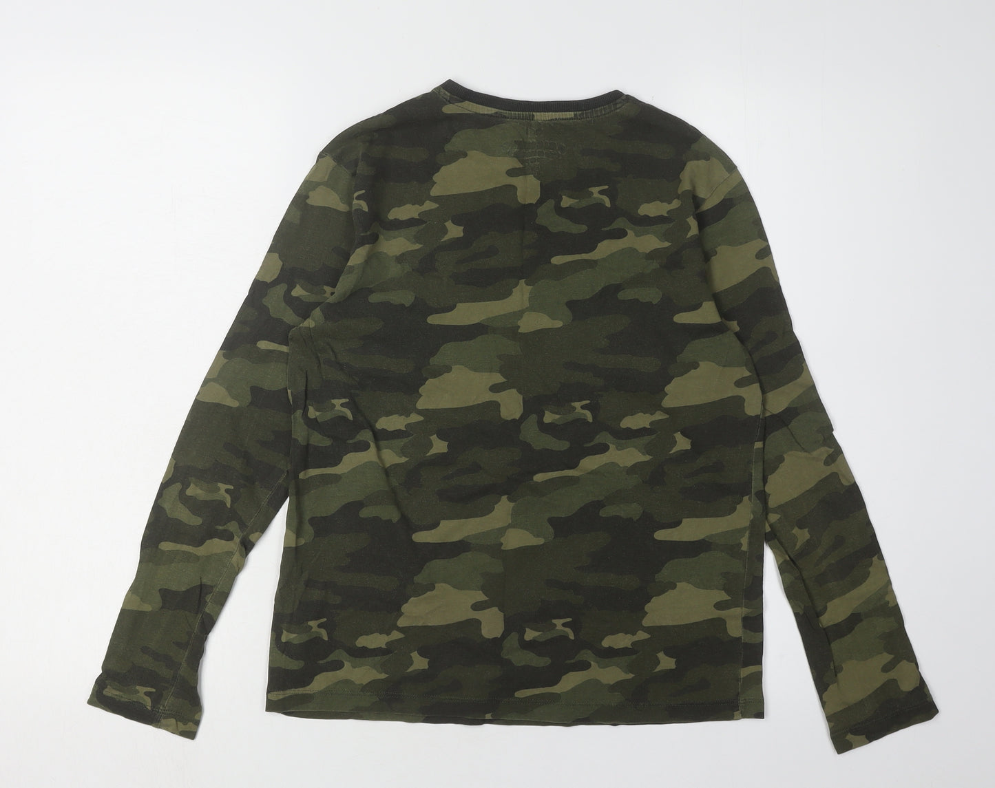 Marks and Spencer Boys Green Camouflage Long Sleeve T-Shirt