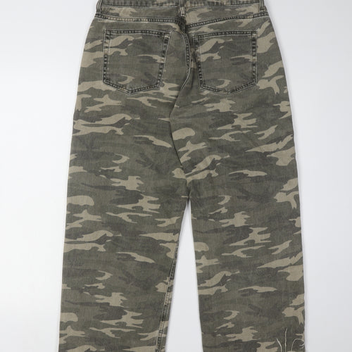 Denim Co. Women's Camouflage Green Straight Jeans Size 12