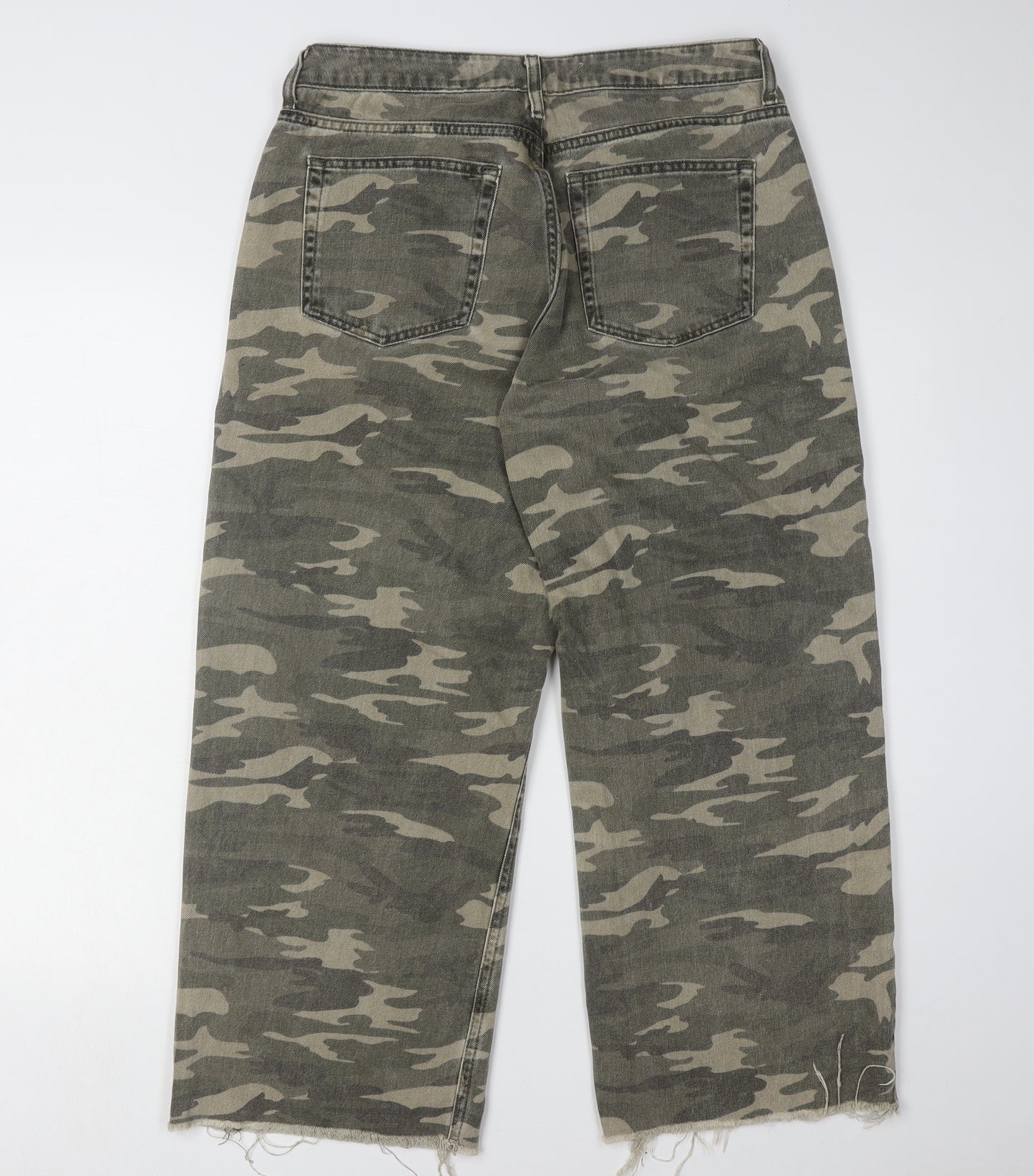 Denim Co. Women's Camouflage Green Straight Jeans Size 12