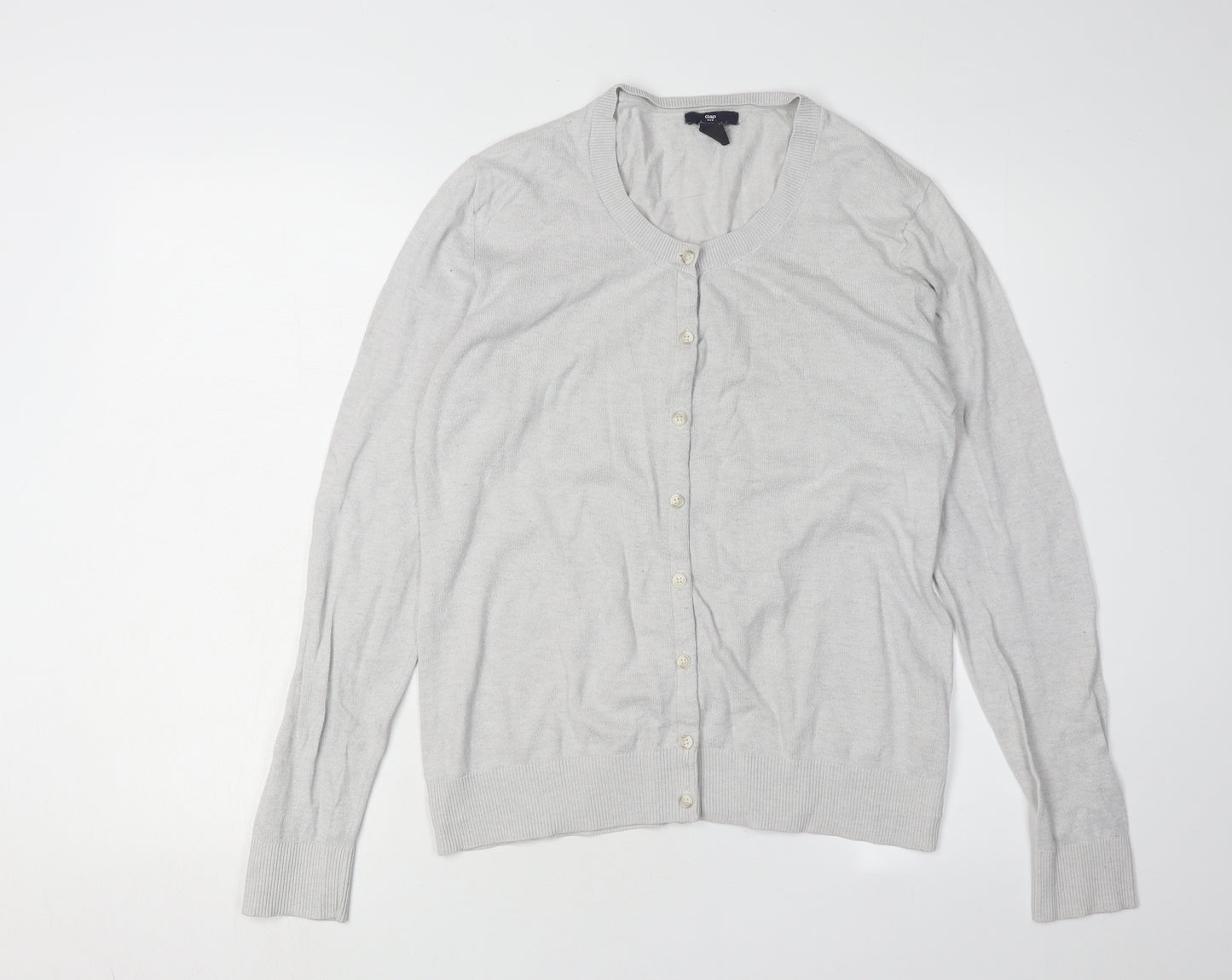 Gap Women's Grey Cardigan, Size L, Button Accents