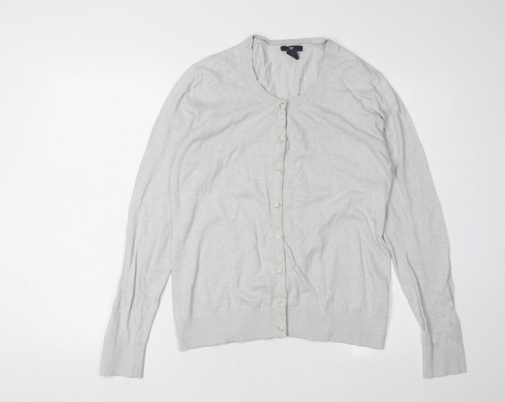 Gap Women's Grey Cardigan, Size L, Button Accents