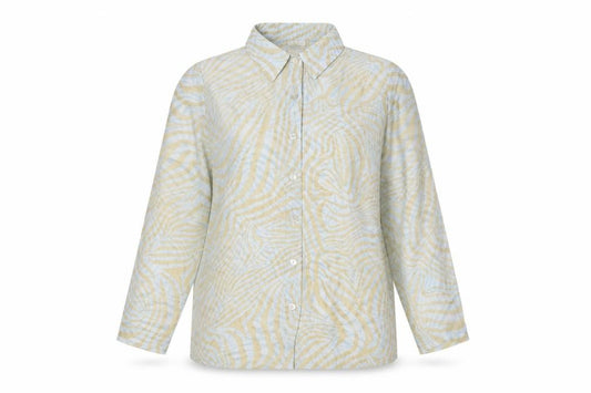 Front view of Caroline Rainer Women Beige 16 Button-Up Collared Shirt