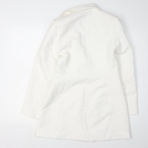 Zara Women's White Blazer, Size 12, Double-Breasted