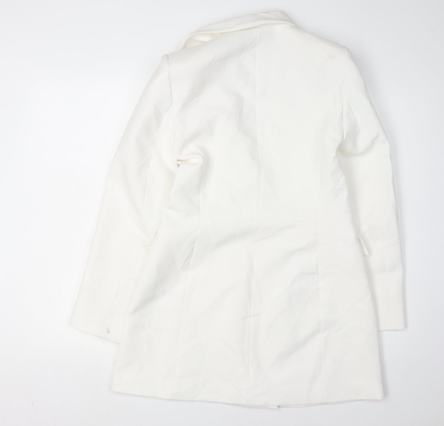 Zara Women's White Blazer, Size 12, Double-Breasted