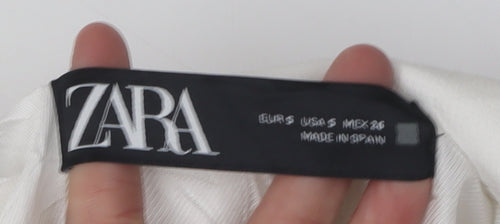 Zara Women's White Blazer, Size 12, Double-Breasted