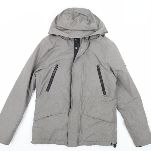 Next Mens Grey Hooded Jacket - Size S, Medium Fit