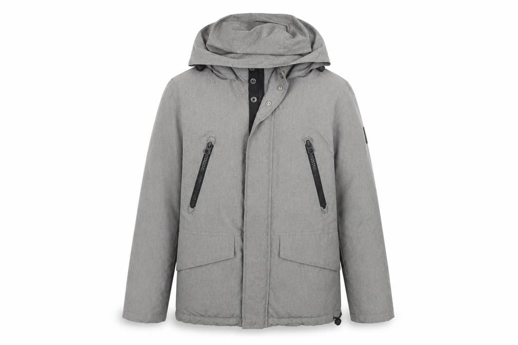 Front view of Next men’s grey hooded jacket -, size S, medium fit