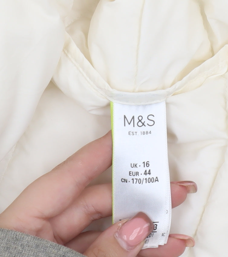 Marks and Spencer Women's White Puffer Jacket Size 16