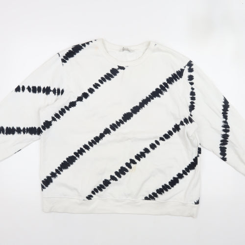Marks & Spencer Women's White Tie-Dye Pullover Sweatshirt L