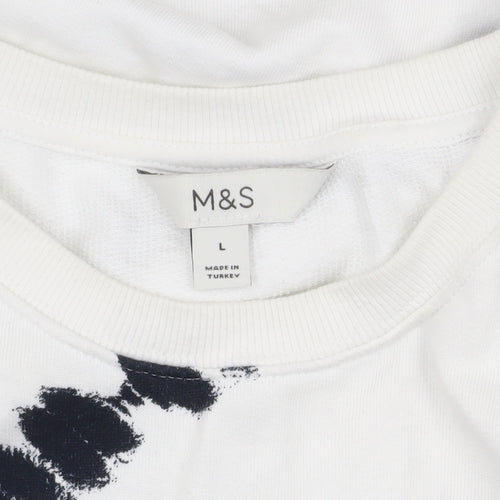 Marks & Spencer Women's White Tie-Dye Pullover Sweatshirt L