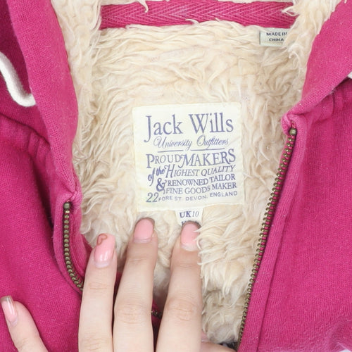 Jack Wills Women's Pink Hooded Jacket, Size 10 - Casual Winter Wear