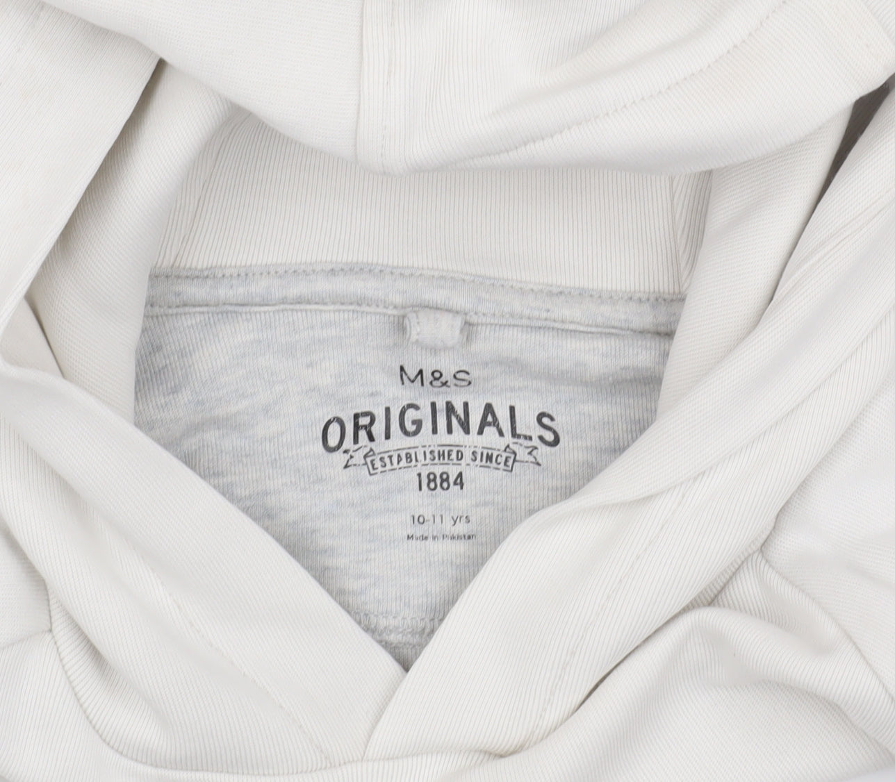 Marks and Spencer Boys White Hoodie 10-11 Years Pullover