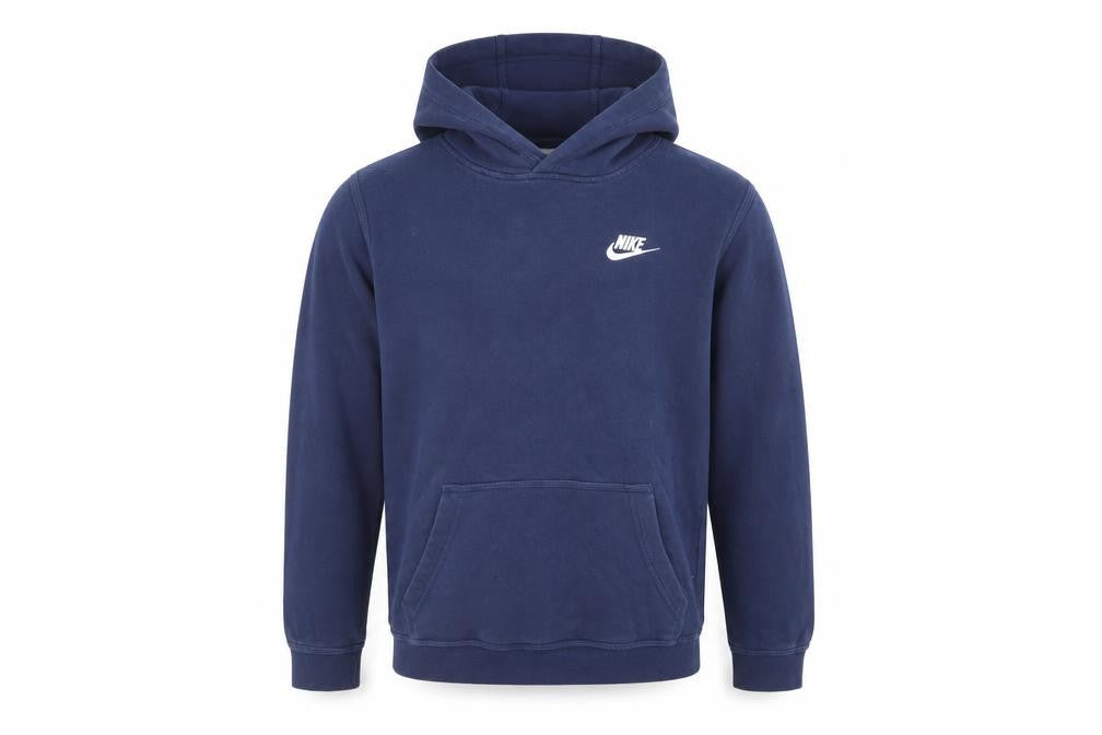 Front view of Nike boys’ blue pullover hoodie xl sporty comfort