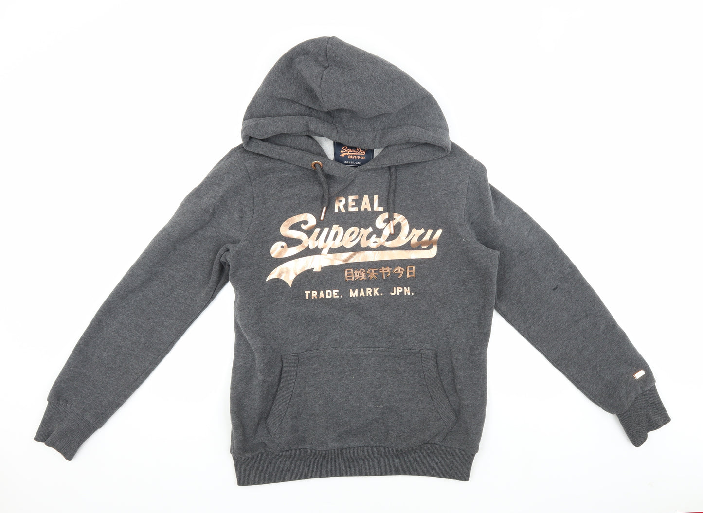 Superdry Women's Grey Pullover Hoodie, Size 12, Casual, Logo