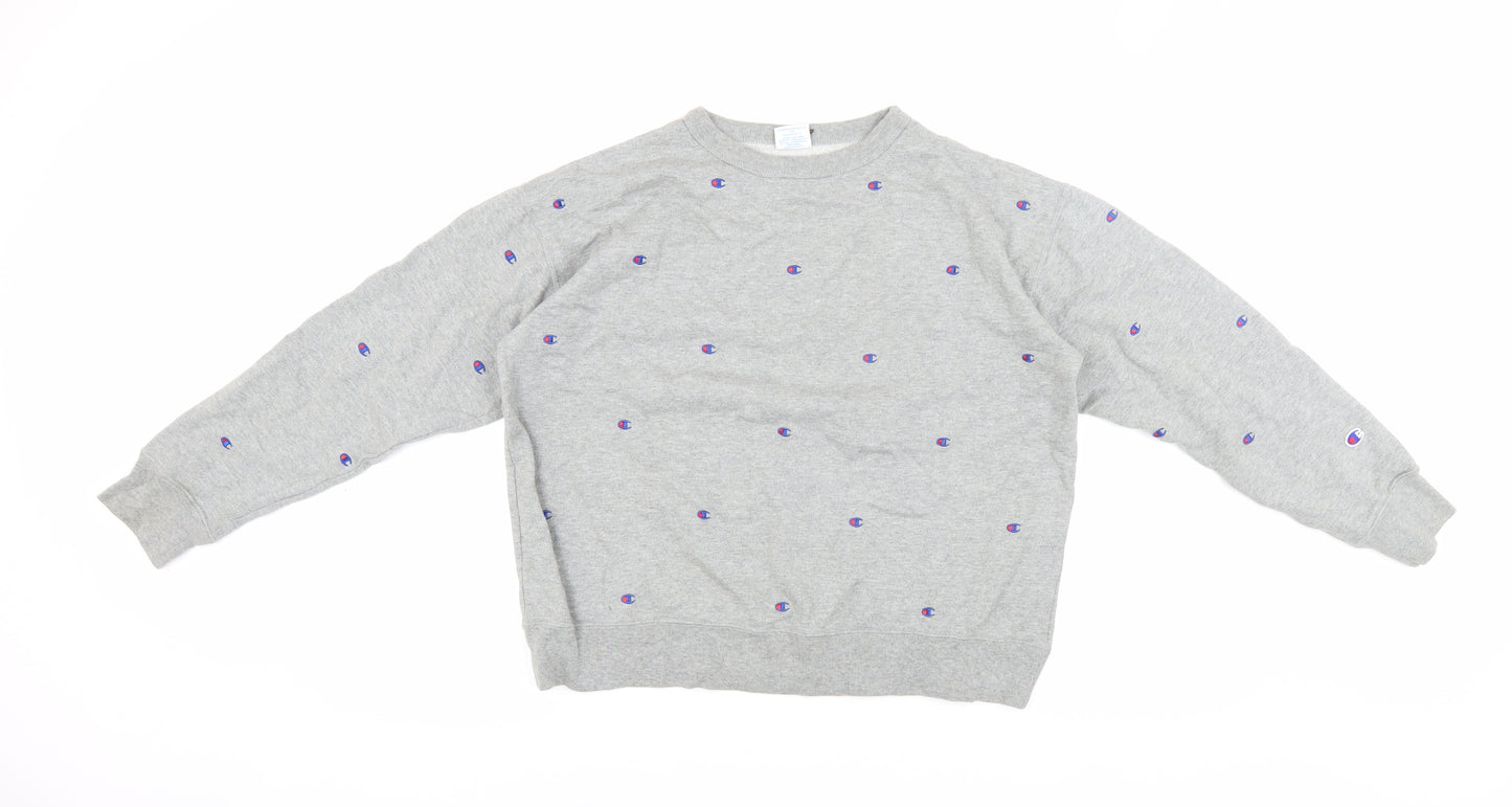 Champion Women's Grey Medium Sweatshirt with Logo Accents