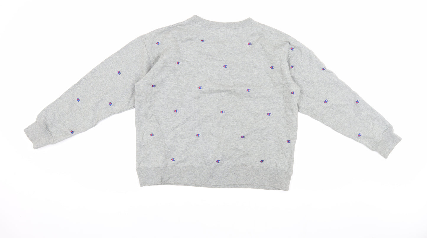Champion Women's Grey Medium Sweatshirt with Logo Accents