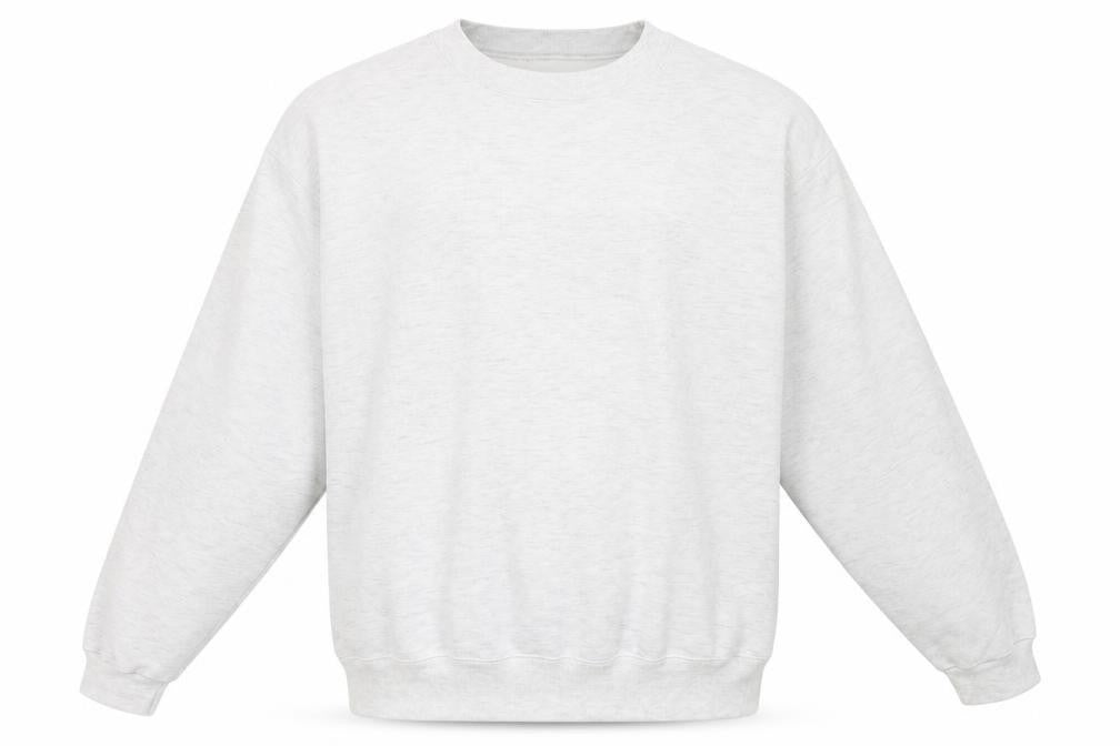 Front view of Cotton Deluxe Men's White Pullover Sweatshirt L