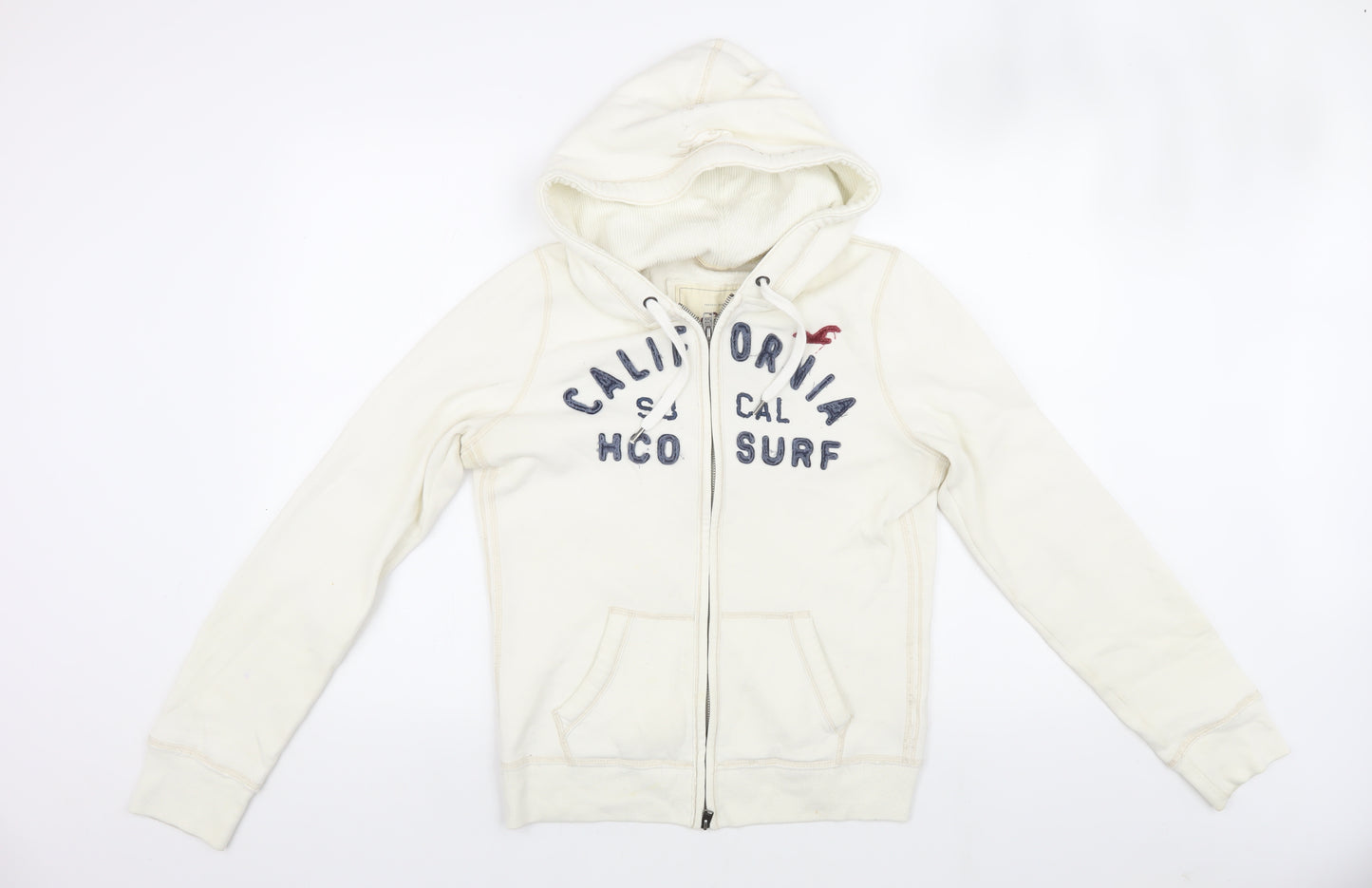 Hollister Men's Ivory Full Zip Hoodie L