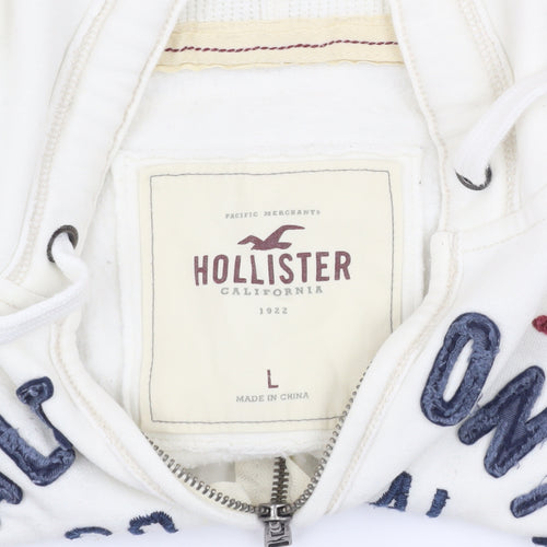 Hollister Men's Ivory Full Zip Hoodie L