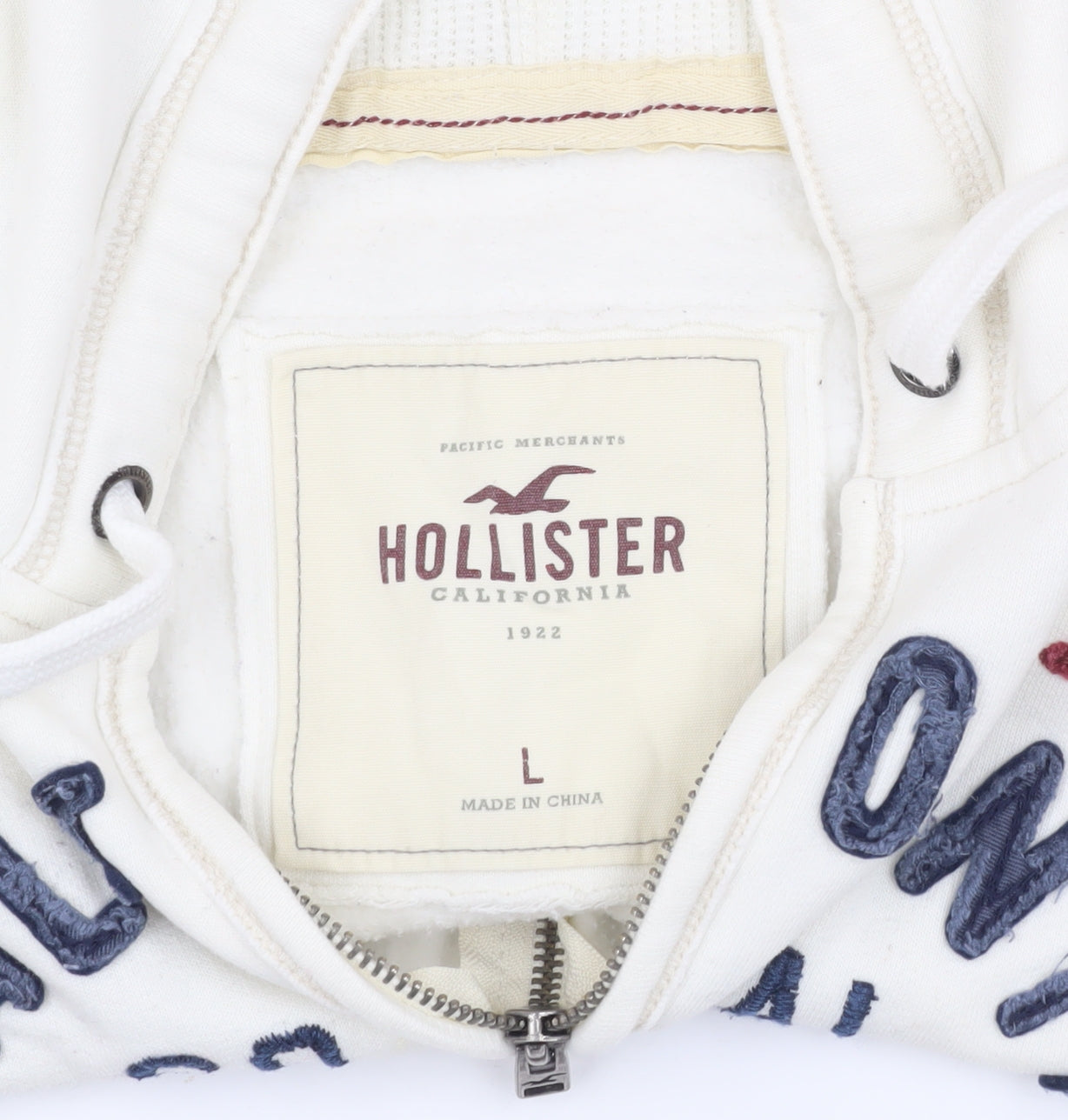Hollister Men's Ivory Full Zip Hoodie L
