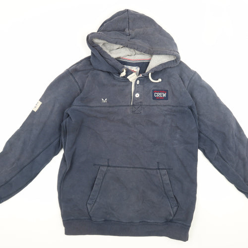 Crew Clothing Men's Blue Henley Hoodie, Size M
