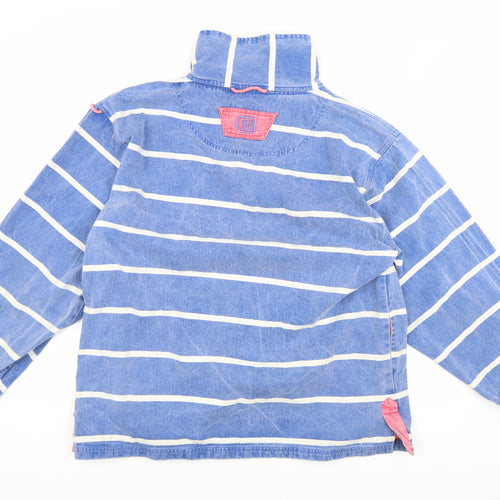 Deal Men's Blue Striped XL Denim Sweatshirt High Neck