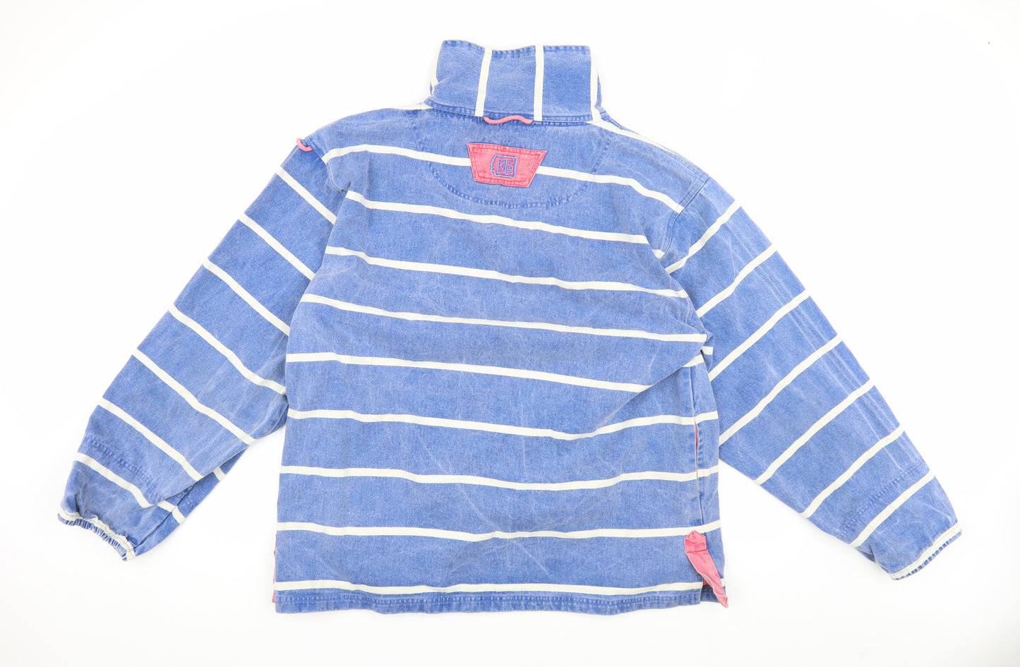 Deal Men's Blue Striped XL Denim Sweatshirt High Neck