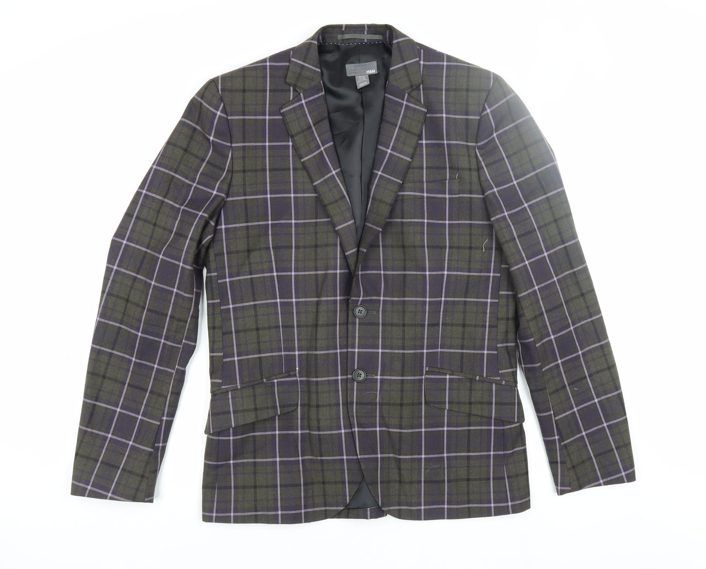 H&M Men's Multicoloured Check Blazer, Size 38