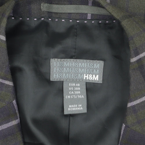 H&M Men's Multicoloured Check Blazer, Size 38