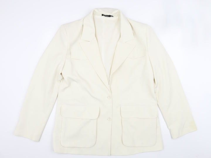 Boohoo Women's Ivory Blazer Size 12 Formal Spring