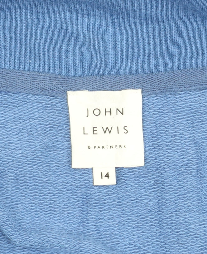 John Lewis Women's Blue Sweatshirt, Size 14, 1/4 Zip