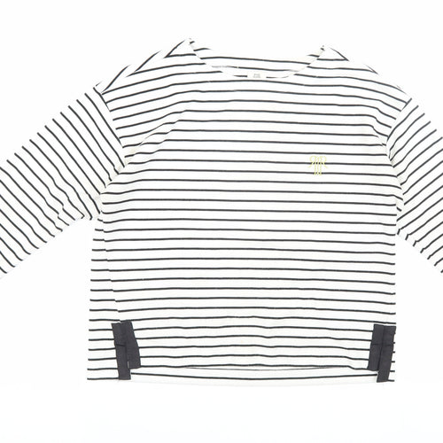 River Island Women's White Striped T-Shirt, Size 12