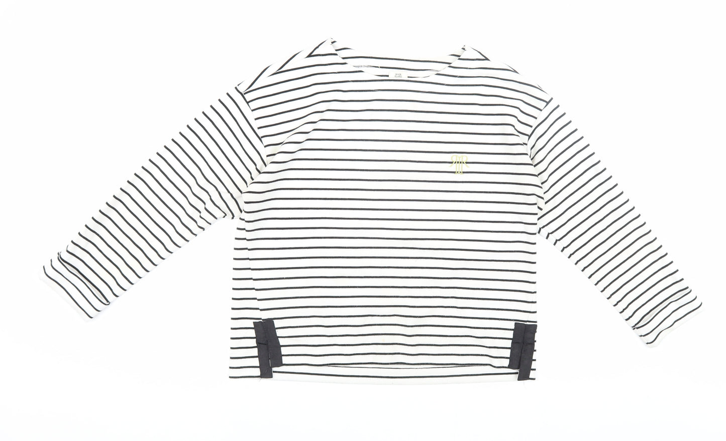River Island Women's White Striped T-Shirt, Size 12