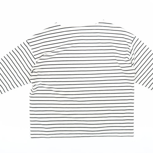 River Island Women's White Striped T-Shirt, Size 12