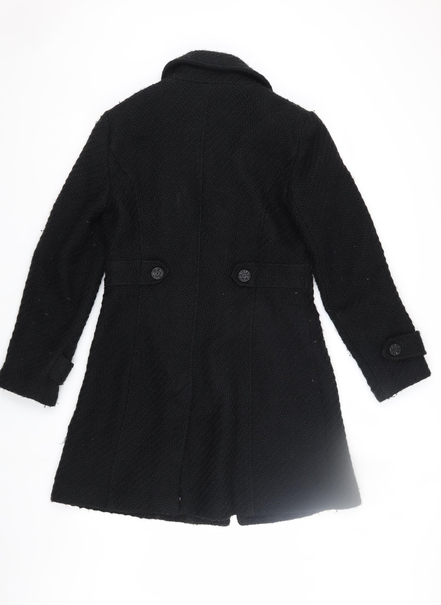 Marks and Spencer Black Wool Overcoat Size 12 Women