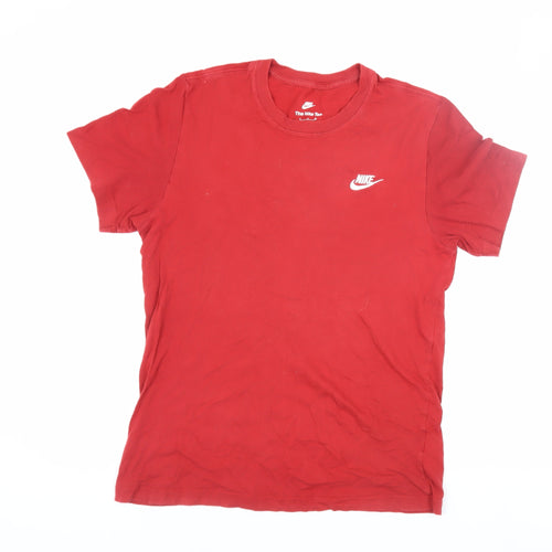 Nike Men's Red Small T-Shirt, Short Sleeve, Logo Accent