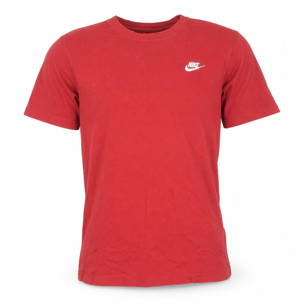 Front view of Nike Men's Red Small T-Shirt, Short Sleeve, Logo Accent