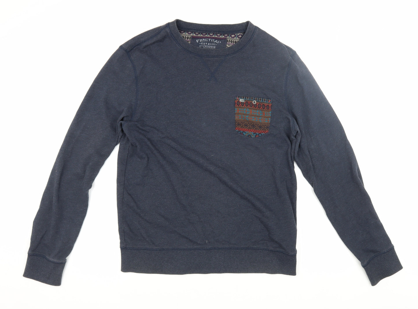 Firetrap Men's Blue Fair Isle Pullover Sweatshirt M