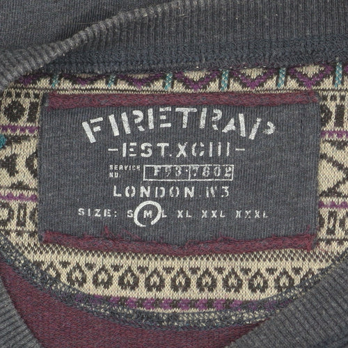 Firetrap Men's Blue Fair Isle Pullover Sweatshirt M