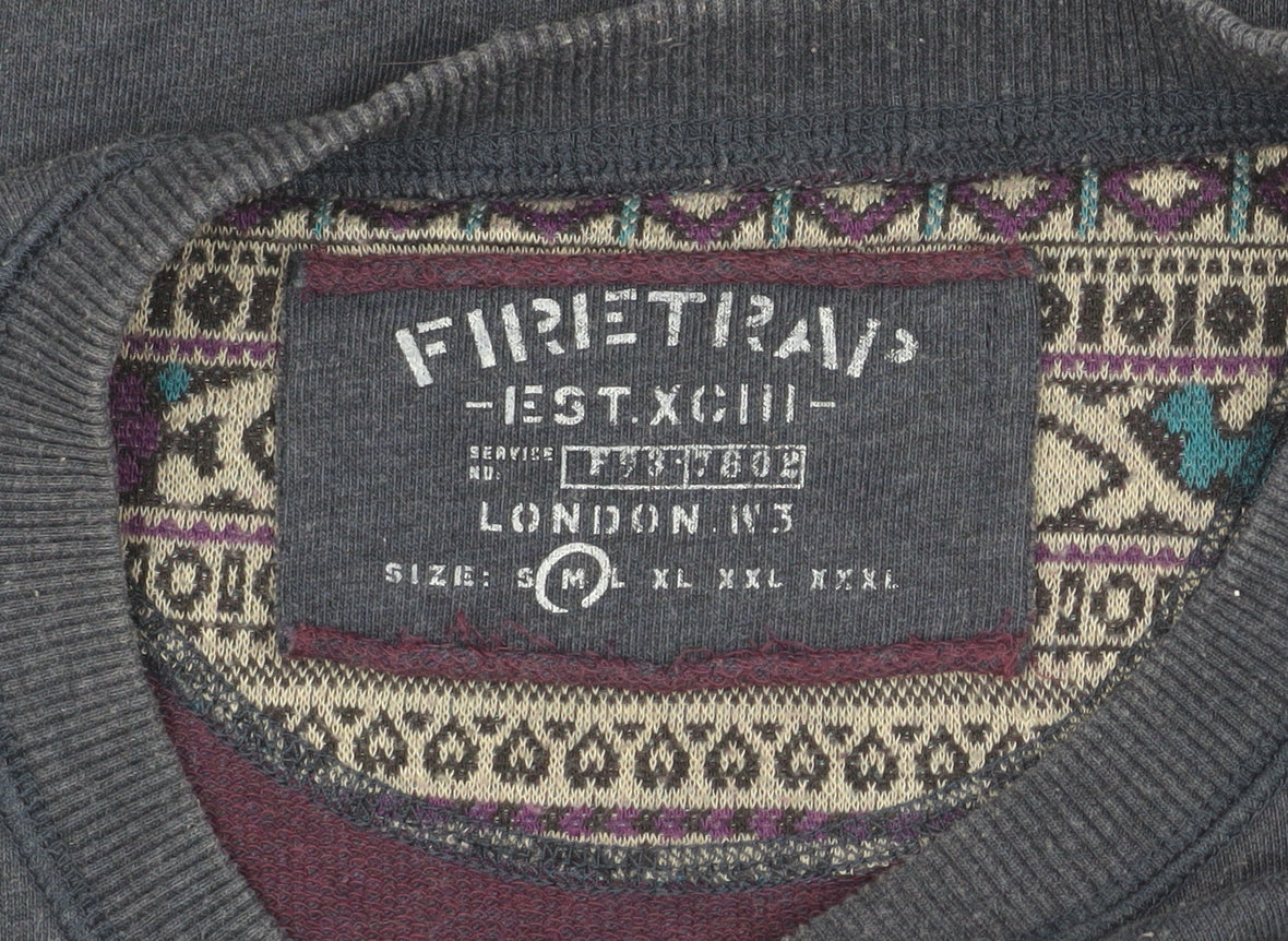 Firetrap Men's Blue Fair Isle Pullover Sweatshirt M