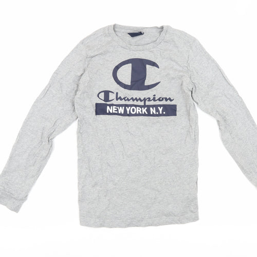 Champion Boys Grey Graphic Long Sleeve T-Shirt Size L