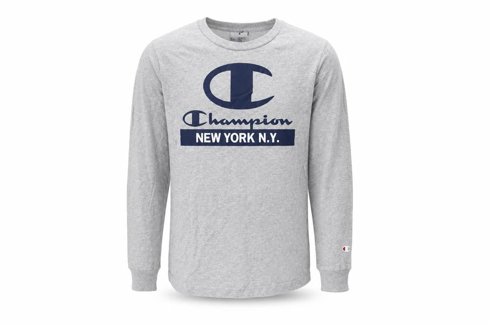 Champion Boys Grey Graphic Long Sleeve T-Shirt Size L