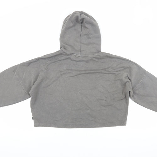 Puma Girls Grey Hoodie, Logo, Size L, Casual Fleece