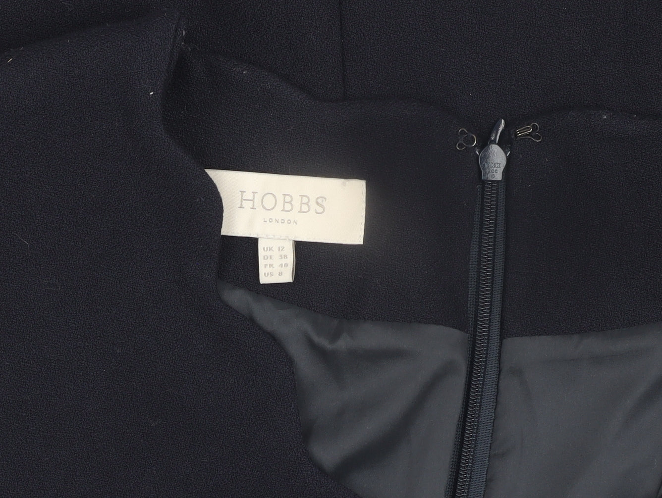 Hobbs Women's Black Dress, Size 12, 3/4 Sleeve, Zip Closure