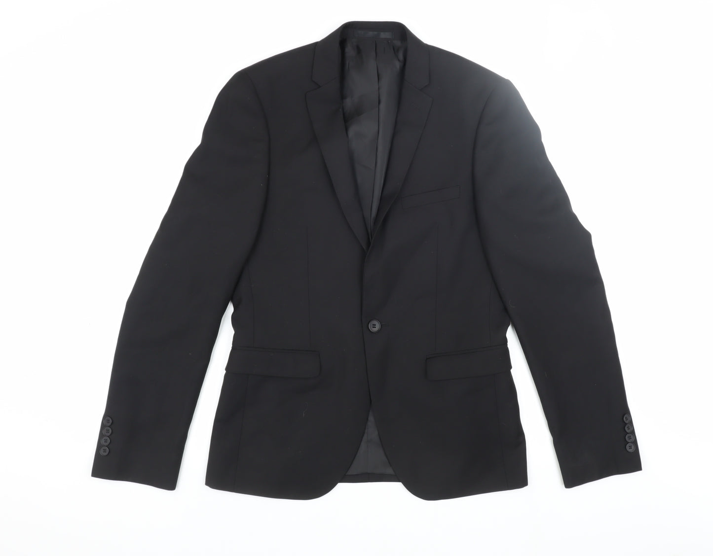 Burton Menswear Black Slim Fit Men's Blazer, Size 36R