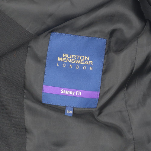Burton Menswear Black Slim Fit Men's Blazer, Size 36R